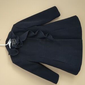 3T Rothschild Coat Ruffle Snap Front Solid Color Girl's Coat Black